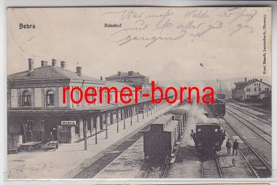 80934 Feldpost Ak Bebra der Bahnhof mit einfahrender Dampflok 1907