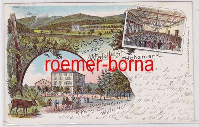 81303 Ak Lithographie Gruß von der Waldlust Hohemark bei Oberursel 1900