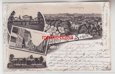 81942 Ak Lithographie Gruß aus Bad Soden Ortsansichten 1896