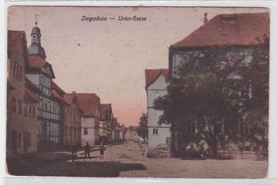 85630 AK Ziegenhain - Unter-Gasse, Straßenansicht mit Kirche 1920