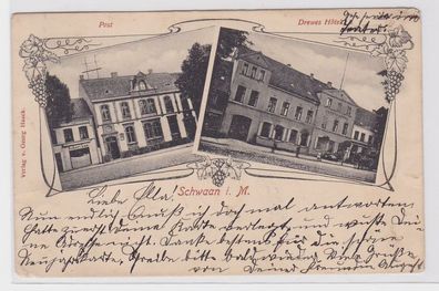 79389 Mehrbild Ak Schwaan in Mecklenburg Post und Drewes Hotel 1905