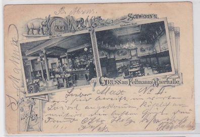 82697 Mehrbild Ak Gruß aus Feltmanns Bierhalle Schwerin i.M. 1898