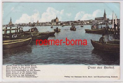 84791 Ak Gruss aus Rostock mit Reim in Mundart 1908