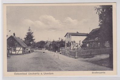 90940 Ak Ostseebad Ueckeritz auf Usedom Strassenpartie um 1920
