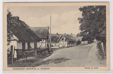 90943 Ak Ostseebad Ueckeritz auf Usedom Partie im Orte 1928