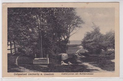 90951 Ak Ostseebad Ueckeritz auf Usedom Ziehbrunnen am Achterwasser 1926