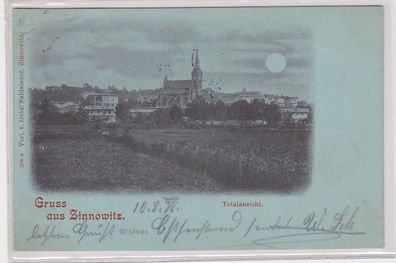 91046 Mondschein AK Gruss aus Zinnowitz - Totalansicht mit Kirche 1898