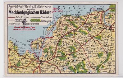 91139 Landkarten Ak von den Mecklenburgischen Bädern 1939