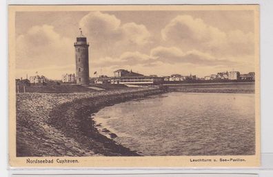 70751 Ak Nordseebad Cuxhaven Leuchtturm und See-Pavillon um 1930