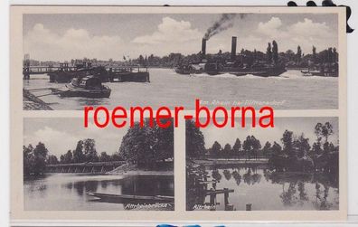 86030 Mehrbild Ak Am Rhein bei Plittersdorf, Altrheinbrücke, Altrhein um 1940