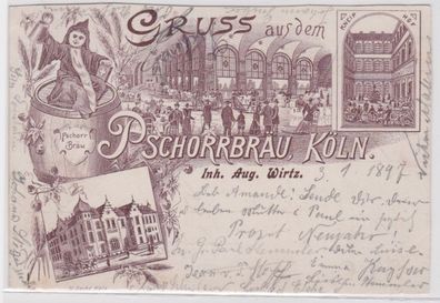 07173 Mehrbild Ak Gruß aus dem Pschorrbräu Köln 1897
