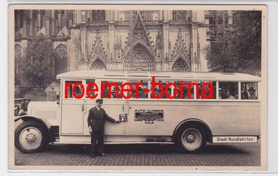 69146 Foto Ak Köln Autobus Fa. Heinrich Kaltwasser vor dem Dom um 1930