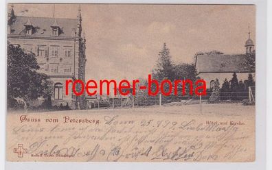 70113 Ak Gruss vom Petersberg Hotel und Kirche 1899