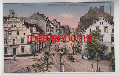 81049 Ak Dortmund Körnerplatz und Rheinischestrasse um 1910