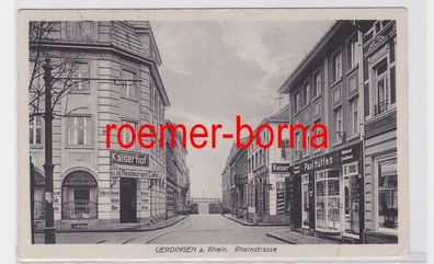 81328 Ak Uerdingen a. Rh. Rheinstrasse m. Restaurant Kaiserhof u. Geschäften 1914