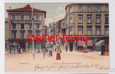 81446 Ak Krefeld Blick i.d. Hochstrasse v. Neumarkt m. Schirmfabrik P. Blank 1903