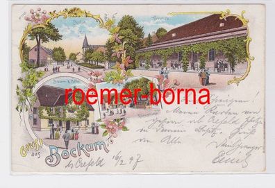 81666 Ak Lithografie Gruss aus Bockum Brauerei & Caffee 1897