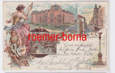 81667 Ak Lithografie Krefeld Webeschule, Webesaal, Hochstrasse 1897
