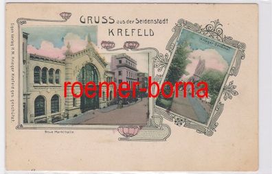 81673 Mehrbild Ak Gruß aus der Seidenstadt Krefeld Neue Markthalle 1906