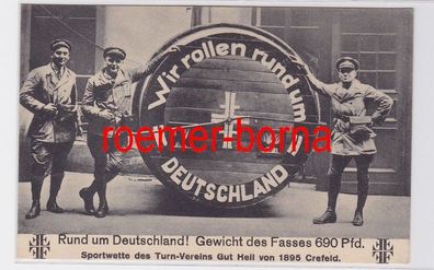 82107 Ak Sportwette Turnverein Crefeld 'Wir rollen rund um Deutschland' um 1910