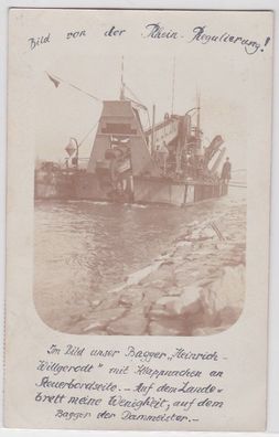 84099 Foto Ak Rhein Regulierung durch Bagger 'Heinrich Willgerodt' 1910