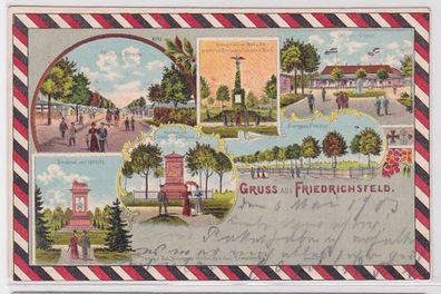 89398 Mehrbild AK Gruss aus Friedrichsfeld - Denkmal Kasino & Franzosenfriedhof