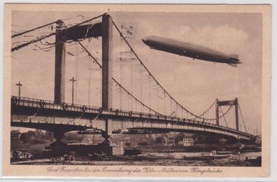 98879 Ak Graf Zeppelin über Köln Mülheimer Hänebrücke 1930