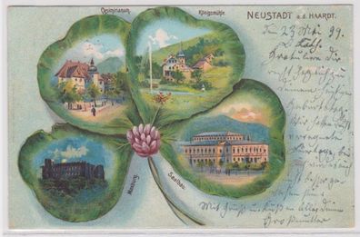 07718 Kleeblatt Ak Lithographie Gruß aus Neustadt an der Haardt 1899