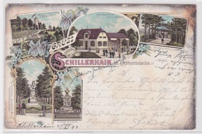 98017 Ak Litho Gruß vom Schillerhain bei Kirchheimbolanden Restauration 1897
