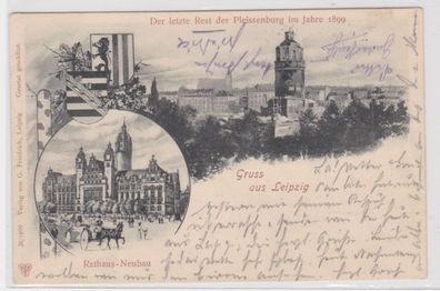 59301 Ak Leipzig Rest der Pleissenburg und Rathaus Neubau 1900