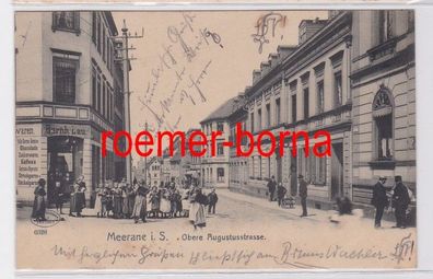 70346 Ak Meerane i.S. Obere Augustusstrasse mit Geschäft Bernh. Lau 1906