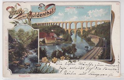74003 Ak Gruß aus dem Muldenthal Göhrener Brücke 1901