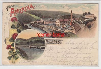 74232 Ak Lithographie Gruss aus Amerika in Sachsen 1902