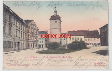 75589 Ak Borna Dinterplatz mit Reichsthor 1902