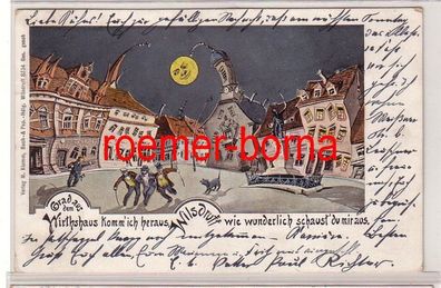 80400 Humor Ak Gruß aus dem Wirtshaus Wilsdruff 1903