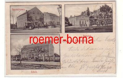 80762 Mehrbild Ak Gruss aus Priestewitz Bahnhof, Geschäftshaus, Schule 1904