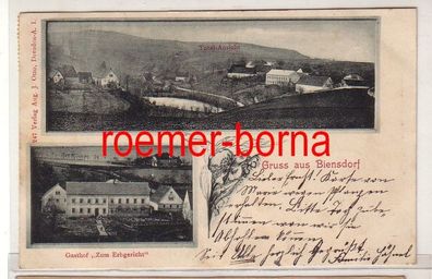 80764 Mehrbild Ak Gruss aus Biensdorf Totale und Gasthof 'Zum Erbgericht' 1901