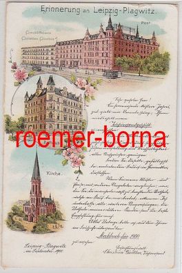 81105 Ak Lithographie Erinnerung an Leipzig Plagwitz 1900