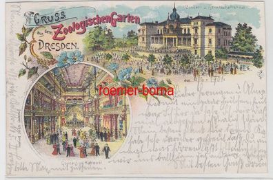 81222 Ak Lithographie Gruss aus dem Zoologischen Garten Dresden 1901
