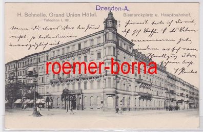 81887 Ak Dresden Grand Union Hotel H. Schnelle Bismarckplatz 1905