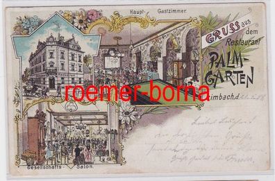 82194 Ak Lithographie Gruß aus dem Restaurant Palmgarten Limbach 1899