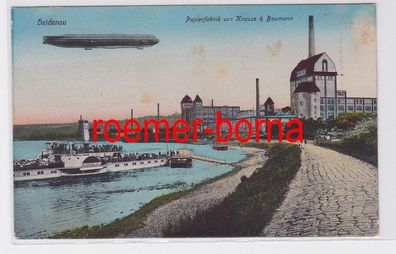 82257 Ak Zeppelin über Heidenau Papierfabrik Krause & Baumann 1917