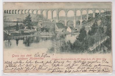 84187 Ak Gruß aus dem schönen Muldenthal Göhrener Eisenbahnbrücke 1902