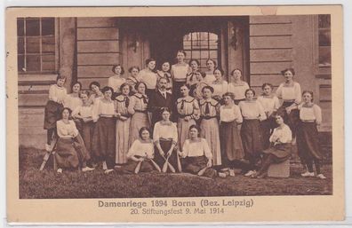 84291 Ak Damenriege 1894 Borna 20. Stiftungsfest 9. Mai 1914