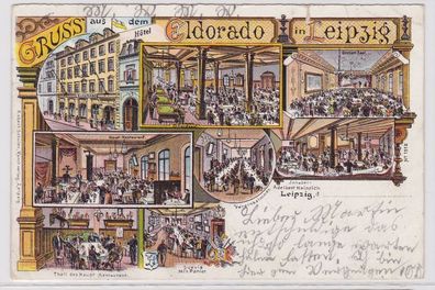 85480 AK Gruss aus dem Hôtel Eldorado in Leipzig Restaurant & Saalansichten 1899