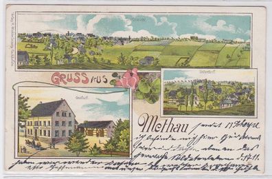 88276 Ak Lithographie Gruß aus Methau Gasthof, Unterdorf usw. 1912