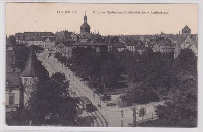 91415 AK Plauen im Vogtland - Unterer Graben mit Lutherkirche & Lutherhaus 1929
