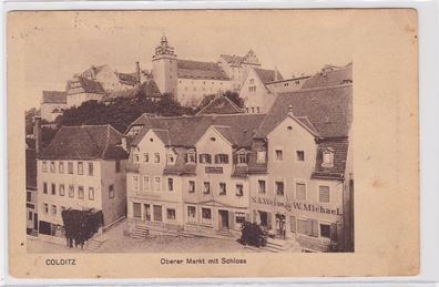 92200 Ak Colditz oberer Markt mit Schloss 1914