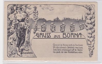 92853 Feldpost Reim Ak Gruß aus Borna mit Zwiebelmotiv 1918