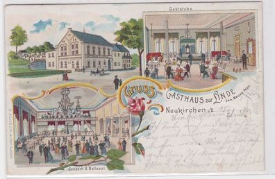 93334 Ak Lithographie Gruß vom Gasthaus zur Linde Neukirchen i.E. 1903